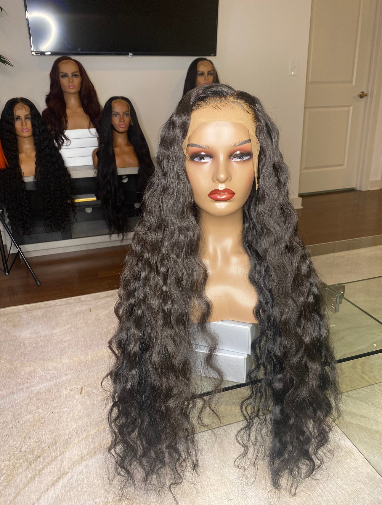 13x6 Crimped Raw Cambodian Wig black 32”