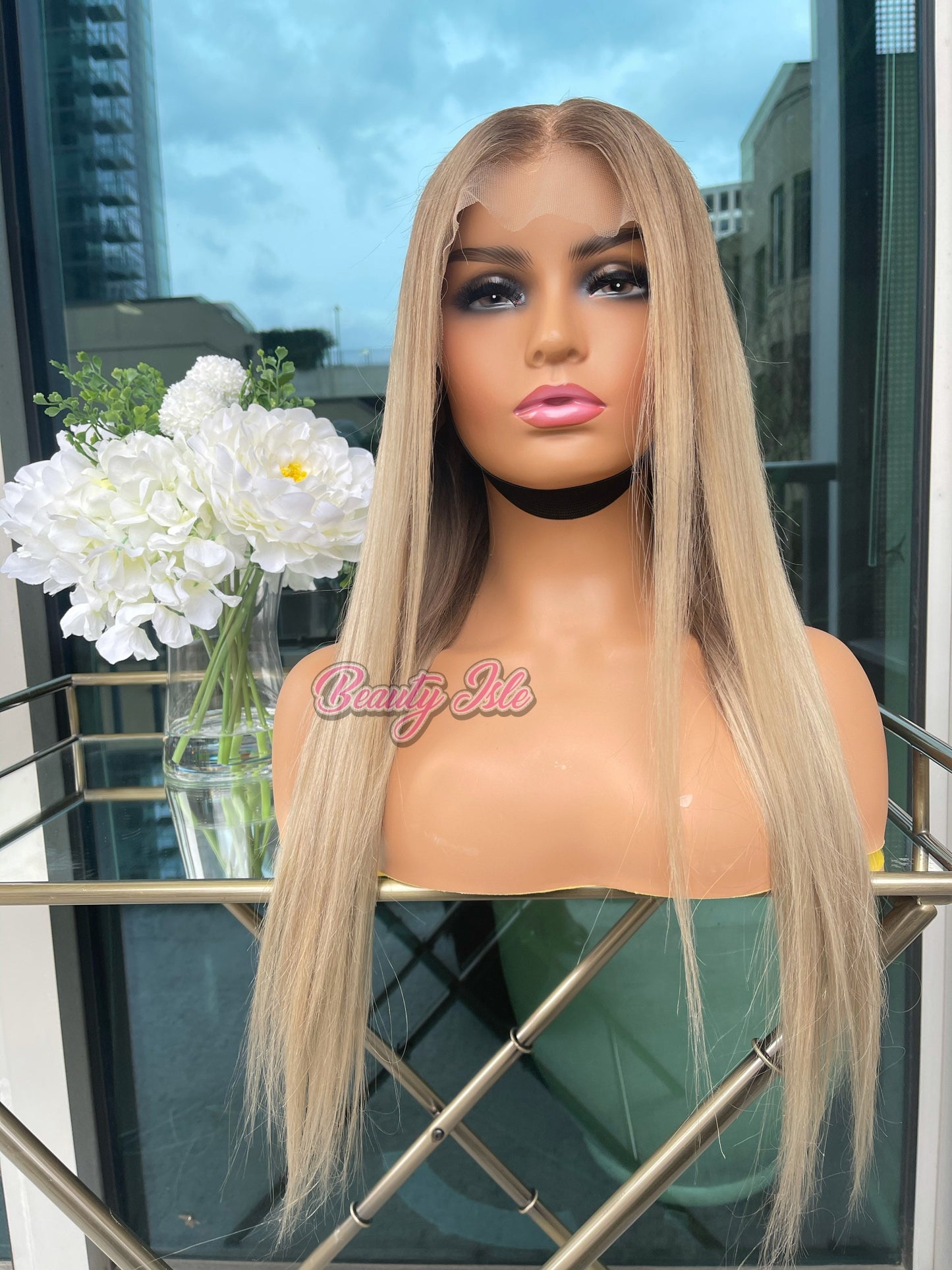 Ready to wear Blonde 200% 13x4 wig with brown roots and highlights/ Transparent lace