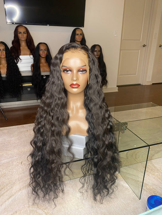 13x6 Crimped Raw Cambodian Wig black 32”
